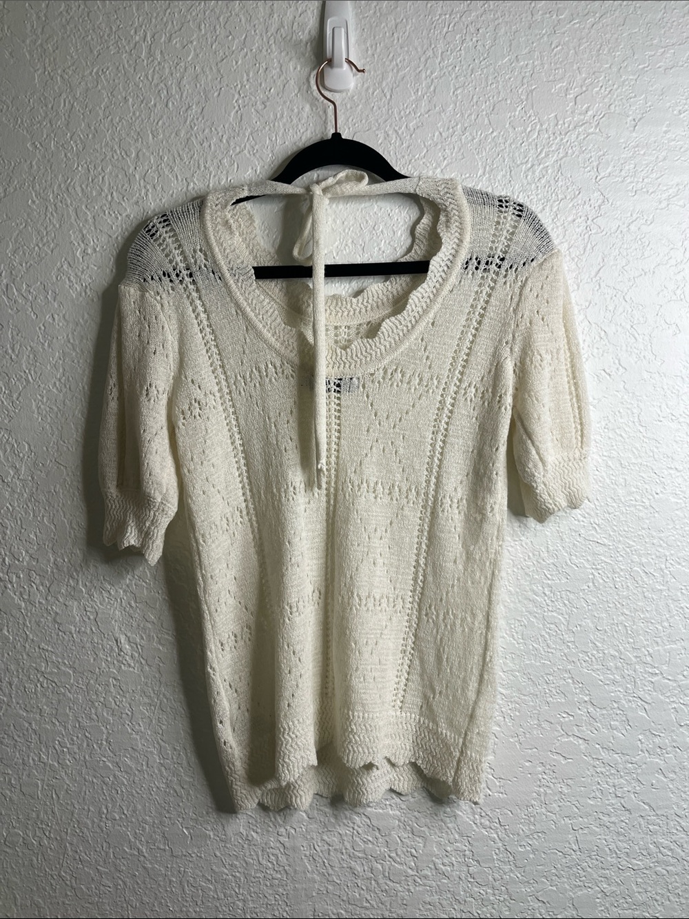 GREYLIN Vanessa Pointelle Tie Back Knit Top Sz M - Picture 7 of 9
